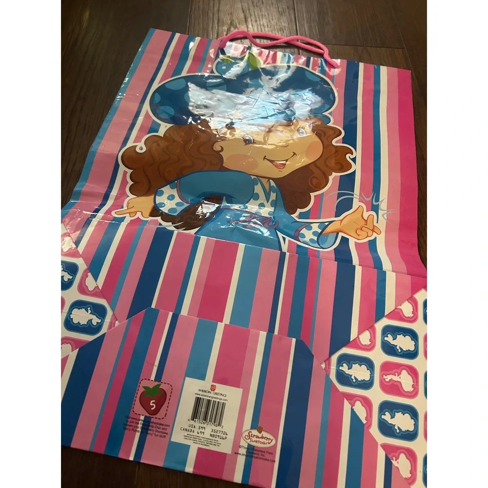 Vintage Strawberry Shortcake American Greetings Large Plastic Gift Bag 2000s Y2K